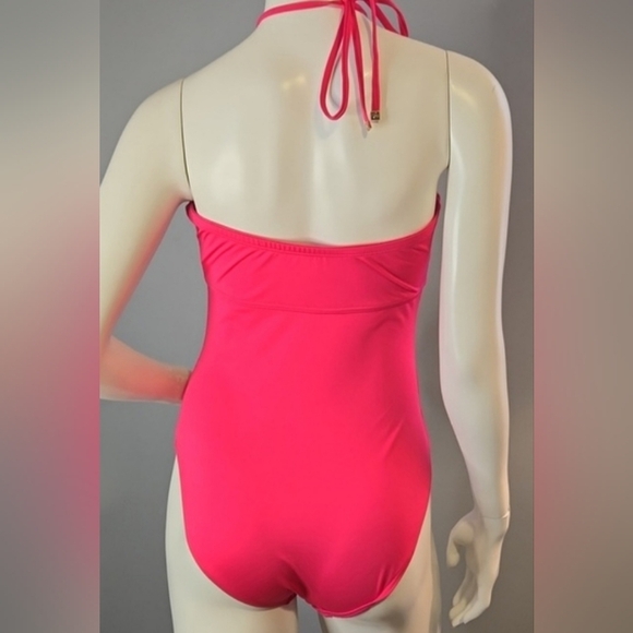 Michael Kors Pink Halter Top Removeable Pads Swimsuit Size 8 - Picture 3 of 7